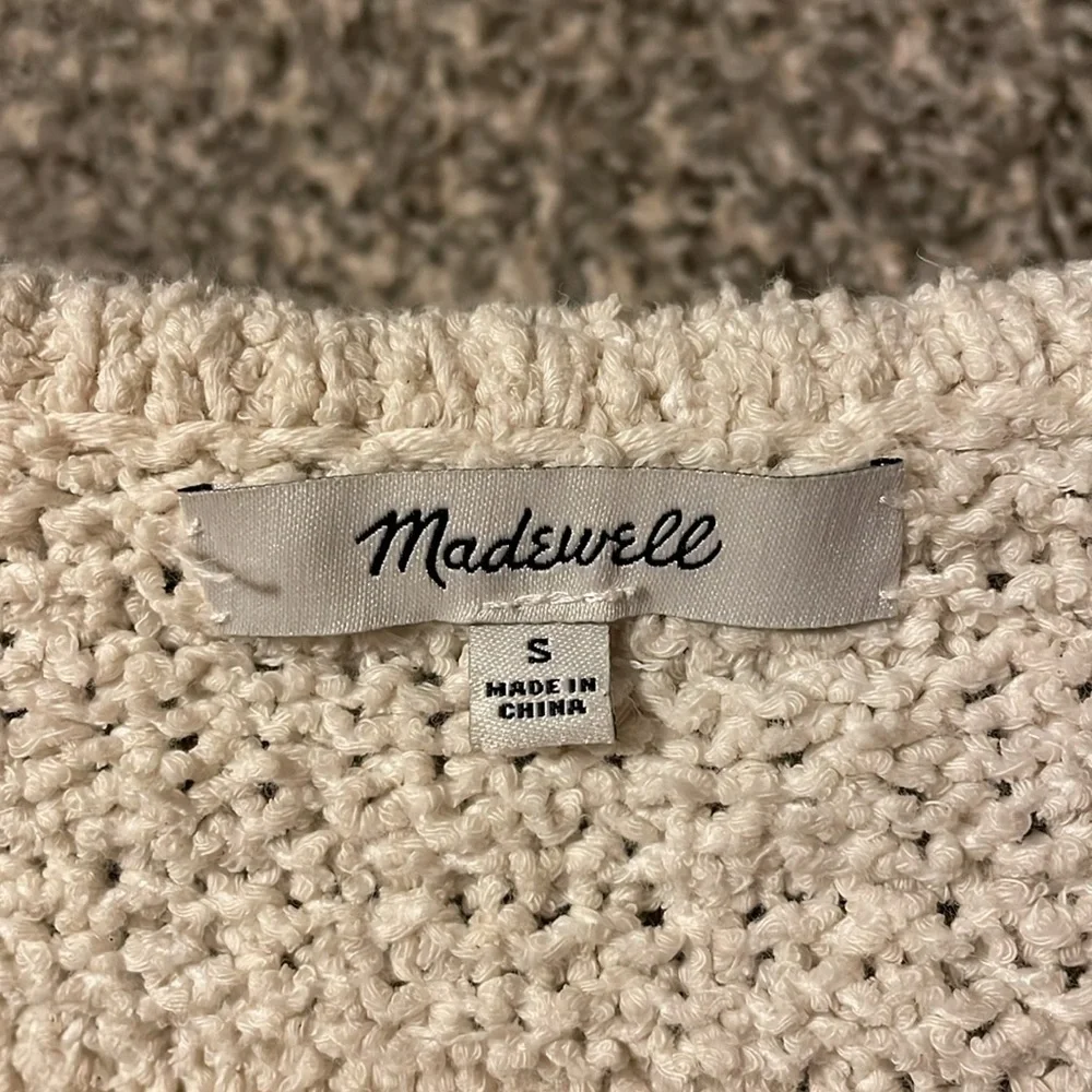 Madewell Chunky Knit Sweater Cardigan S Boho Neutral Cream Textured Cozy Cotton